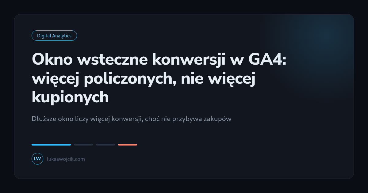 Okno wsteczne konwersji w GA4: więcej policzonych, nie więcej kupionych