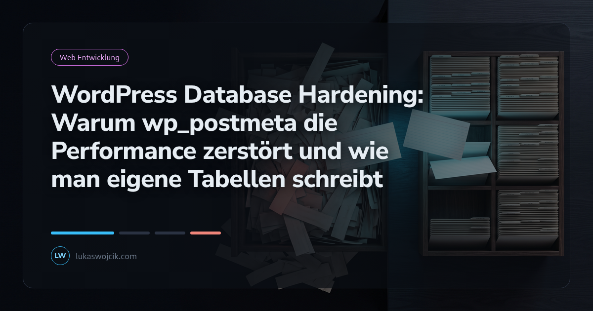 WordPress Database Hardening: Warum wp_postmeta die Performance zerstört und wie man eigene Tabellen schreibt