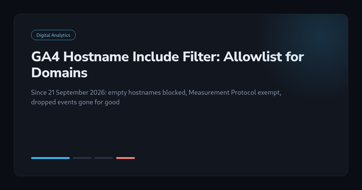 GA4 Hostname Include Filter: Allowlist, Empty Hostnames Blocked, Measurement Protocol Exempt