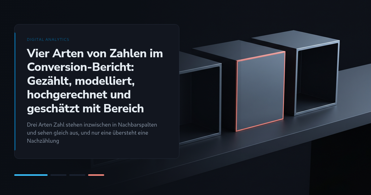 Vier Arten von Zahlen im Conversion-Bericht: Gezählt, modelliert, hochgerechnet und geschätzt mit Bereich