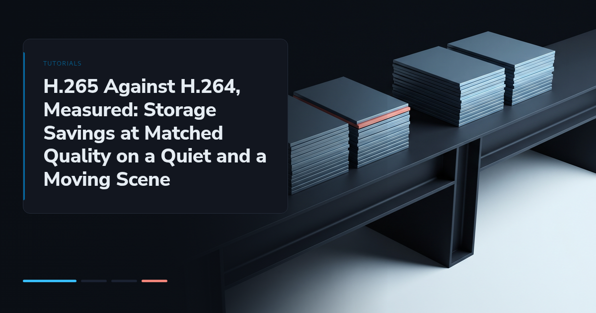 H.265 Against H.264, Measured: Storage Savings at Matched Quality on a Quiet and a Moving Scene
