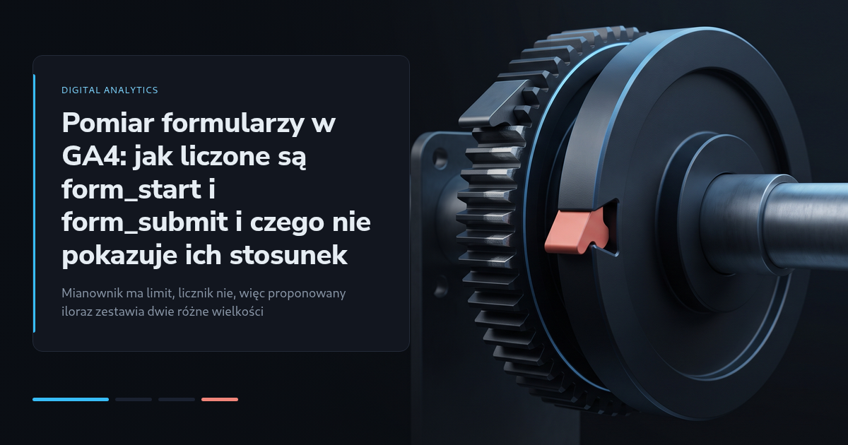 Pomiar formularzy w GA4: jak liczone są form_start i form_submit i czego nie pokazuje ich stosunek