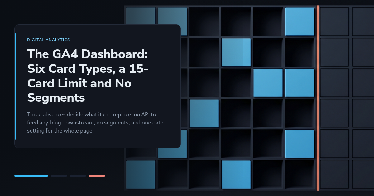 The GA4 Dashboard: Six Card Types, a 15-Card Limit and No Segments