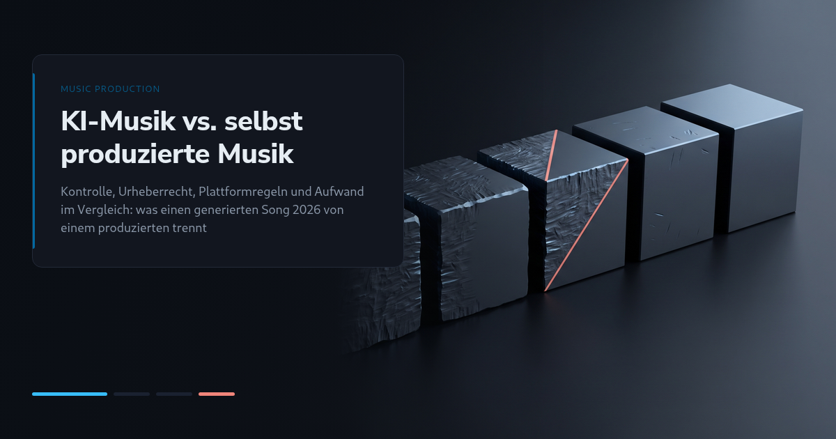 KI-Musik vs. selbst produzierte Musik 2026: Kontrolle, Urheberrecht und Aufwand im Vergleich