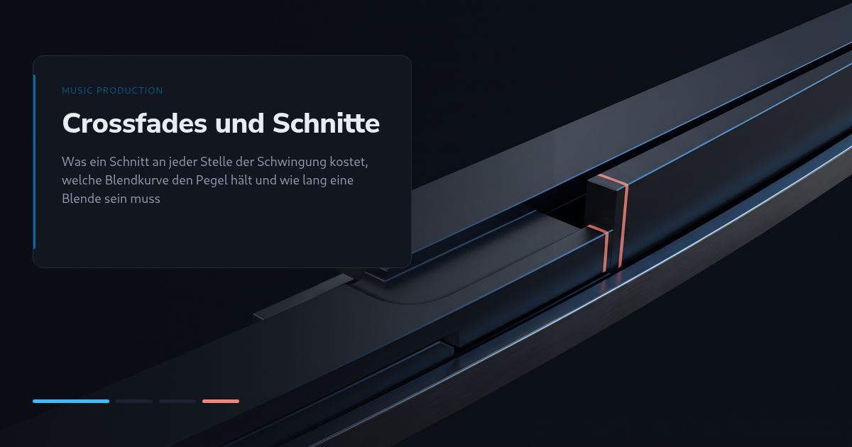 Crossfades und Schnitte: Klick am Stoß, Pegelloch in der Blende und die nötige Blendenlänge gemessen