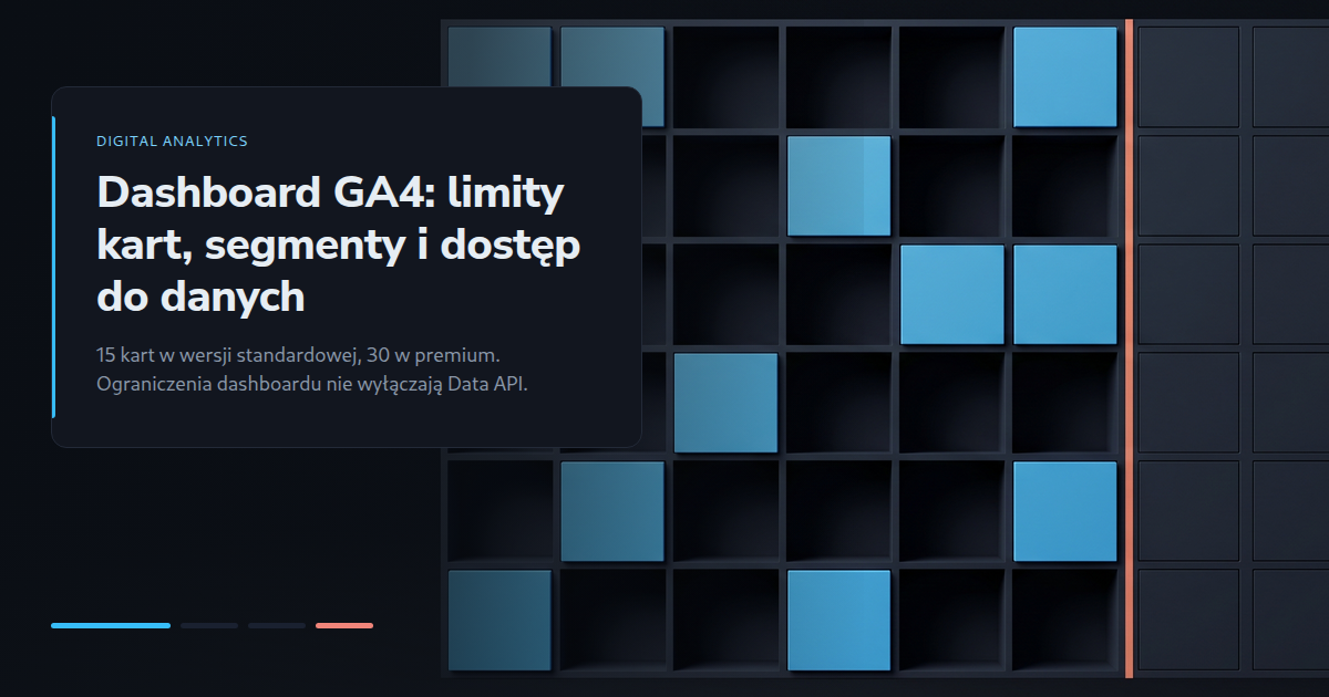 Dashboard GA4: limity kart, segmenty i dostęp do danych