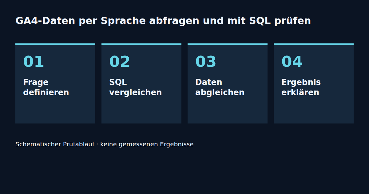 Frage definieren → SQL vergleichen → Daten abgleichen → Ergebnis erklären